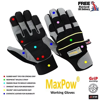 Power Tool Anti Vibration Impact Heavy Duty Mechanic Builders Safety Work GLOVES • £6.95