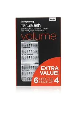 Salon System Naturalash Lashes Medium / Short Lash Black Fake Eyelash - 6 For 4 • £14.98