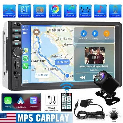 7  Car Radio Apple/Andriod Carplay Bluetooh Play Stereo Touch Screen Double 2Din • $46.99