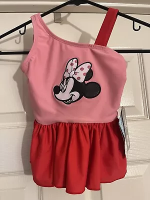 Disney Minnie Mouse Girls 1-Piece Swimsuit US Size 4 Pink/Red NWT Missing Piece • $7.99