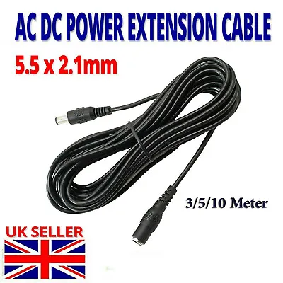£6.90 • Buy DC Power Supply Extension Cable 5V 9V 12V For CCTV Camera/DVR/PSU Lead 3m/5m/10m