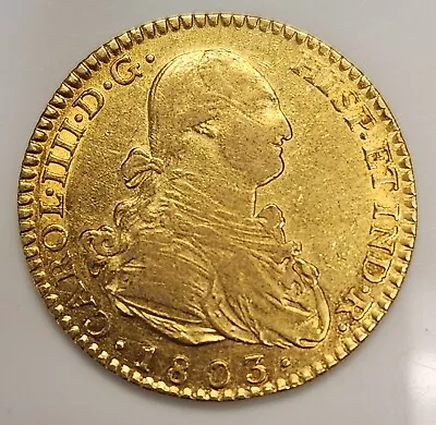 1803 Spanish 2 Escudos Gold Coin Pirate Doubloon Vintage Treasure Coin • $789.94