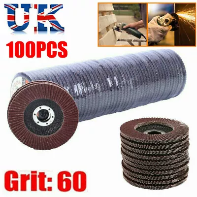 100x FLAP GRINDING SANDING DISCS 115mm 4.5  40 60 80 120 GRIT ANGLE WHEEL • £29.39