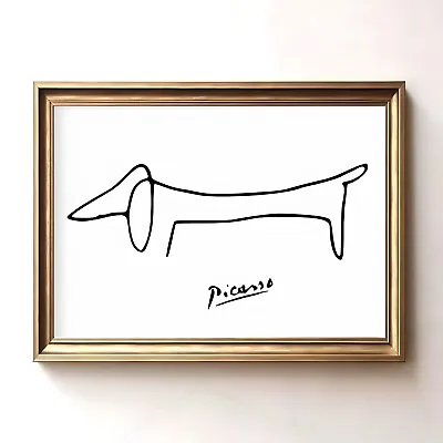 Pablo Picasso Dachshund Line Art Wiener Dog Print Modern Wall Art • $10.95