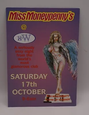 Rave Flyer Miss Moneypenny's House Of Windsor Postcard Size MINT • £6.99