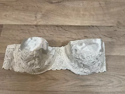 VTG MAIDENFORM Chantilly Nylon Semi Sheer Lace Sissy Nude Strapless Bra 34 B • $17