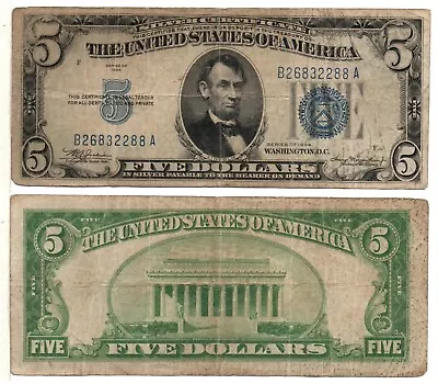 UNITED STATES 5 Dollar (Silver Certificate) 1934 Pick 378 Fine • $9.99