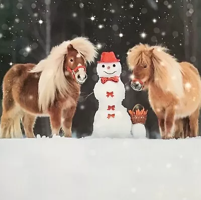 Funny Shetland Ponies Christmas Card~ Horses ~Paper House~SINGLE CARD~See Descr • £2.25