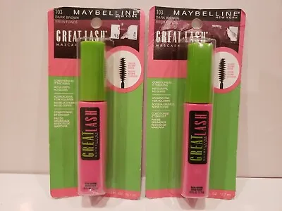 Maybelline~Lot Of 2~Great Lash Mascara W/ Classic Volume Brush~#103 Dark Brown~ • $19.99