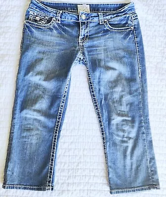 Low Rise - LA Idol Size 11 Capri Jean Womens Junior  Denim - Stretch Distressed • $31.98