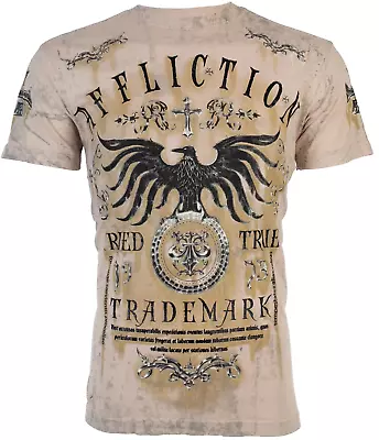 Affliction Men's T-Shirt TRIED Eagle SAND TOBACCO WASH Tattoo Biker S-3XL $58 • $29.99