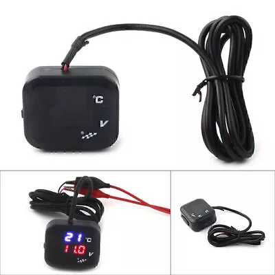 Motorcycle Air Temperature Gauge LED Voltmeter Voltage Thermometer Meter USB • $18.46