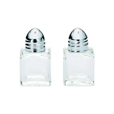 (Set Of 2) Mini Salt And Pepper Shakers 0.5 Oz Glass Cube Body Salt And Pepper • $7.85