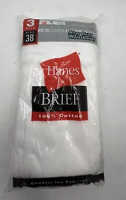 VTG NOS 2003 Hanes Men's Briefs Size 38 Cotton 3 Pair Tighty Whities • $24.99