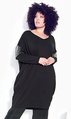 $30 • Buy Zim & Zoe By City Chic Womens Plus Size Plain Midi Tunic Dress - Black