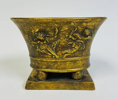 $19.99 • Buy Vintage Cherub Aged Metallic Gold Vase Planter