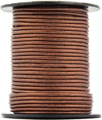 Xsotica® Copper Metallic Round Leather Cord 2mm 25 Meters (27 Yards) • $11.75