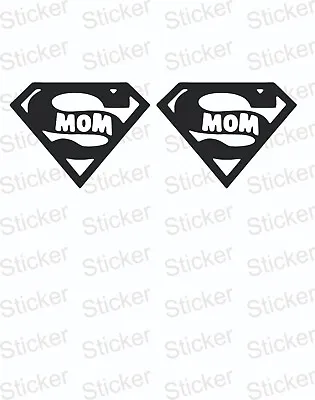 2 Super Mom LOGO-Stickers-Decals-Car-Wall-Mirror-Window-53x70mm Each • £1.99