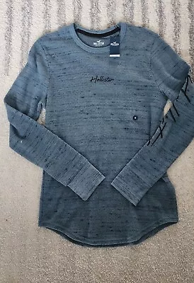 Hollister Mens Thermal Long Sleeve Logo Shirt Size Medium Blue New! NWT! • $15