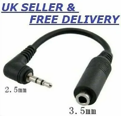 2.5mm Male Jack To 3.5mm Stereo Female Audio Headphone Adapter Cables Lead • £2.50