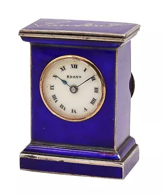 Valme 1920 Miniature Travel Clock With Guilloché Enamel In Sterling With Box • $2291.54