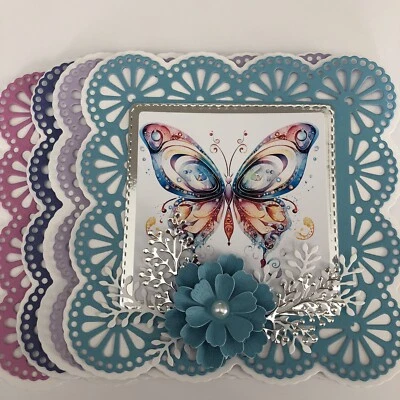 £1.50 • Buy Card Making 12 Base Layering Die Cuts+4 Toppers + Foliage+4 Hand Made Flowers