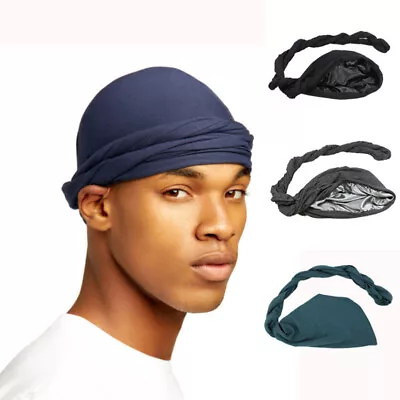 Halo Turban Durag For Men Satin Silk Lined Elastic Turban Head Wrap Head Scarf • $13.99