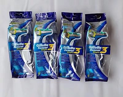 WHOLESALE LOT  16 PCS Gillette Sensor 3 Simple Disposable Razors For Men 4PKX4 • $17.95