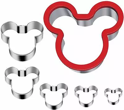 6 Pack Mickey Mouse Cookie Cutter Stainless Steel Mickey Head Sandwich C • $28.99