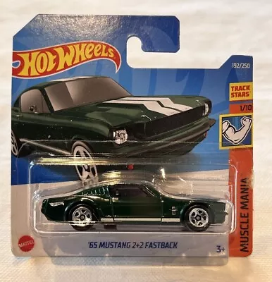 HOT WHEELS 1:64 MUSCLE MANIA Green 65 Mustang 2+2 Fastback Diecast Model Car • £4.99