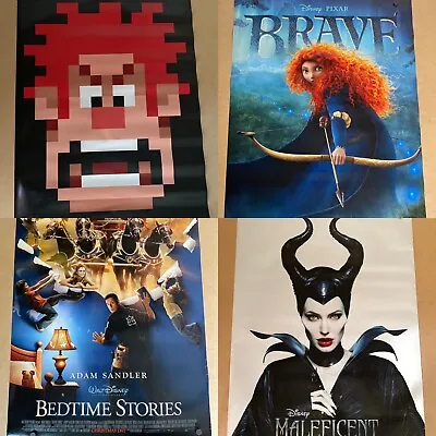 Lot Of 4 Posters Disney Movies 27x40 Double Sided Brave Maleficent Wreck It Ralp • $34.95