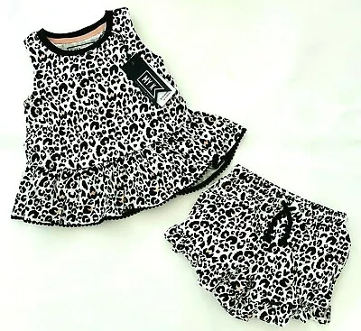 Myleene Klass Girls Baby Shorts Top Outfit MY K Summer Co Ord Set Leopard Print  • £8.95