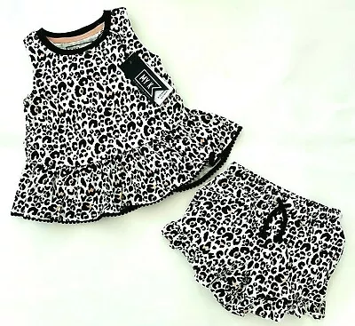 Myleene Klass Girls Baby Shorts Top Outfit MY K Summer Co Ord Set Leopard Print  • £5.95