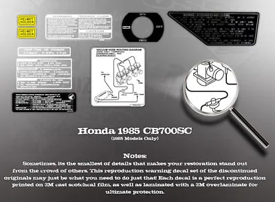$28.25 • Buy Honda 1985 Cb700 Cb700sc Nighthawk Warning Decal Set