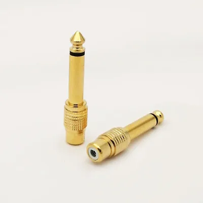 2 RCA To Quarter Inch Adapter Female To 1/4 Male Mono Audio For Headphone Plug • $9.81