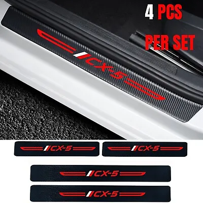 4Pcs Carbon Fiber Leather Car Door Sill Protector Stickers For Mazda Cx5 Cx-5 • $13.49