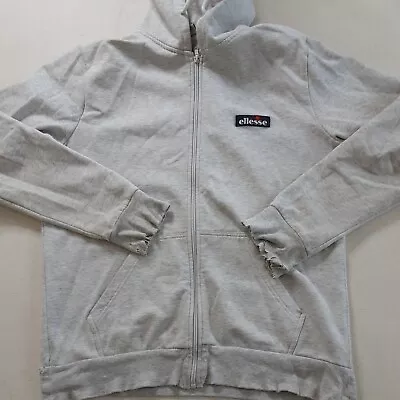 £9.95 • Buy Ellesse Hoodie Mens L Grey Marl Hooded Sweatshirt Full Zip Up Sweater 