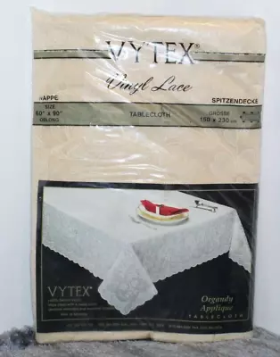 Vintage Vytex Vinyl Lace Tablecloth 60''X90'' New In Package Cream Colored • $14.50