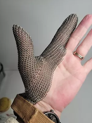 Butcher Metal Mesh Glove Thumb And Finger VTG • $54