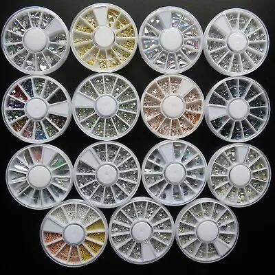 £4.99 • Buy Rhinestones Nail Art Flat Backed Pearls Diamante Round Beads Pointed Marquise