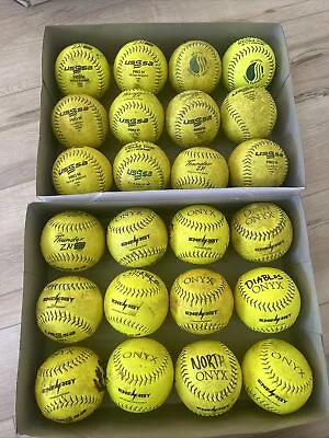 Lot Of 24 Practice Slow Pitch 12” Softballs - Game Used - Variety USSSA • $56