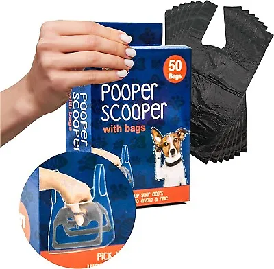 HAND HELD Poop Scoop With 50 Dog Poo Waste Bags With Ties Pet POOPER SCOOPER X2 • £8