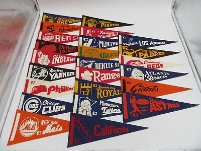 Vintage 1974 MLB Baseball Mini Pennants - 24 Teams Complete Set - 12 In. X 5 In. • $89.99