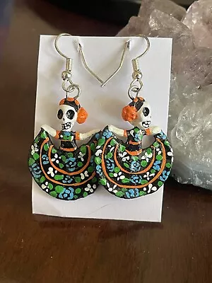 Day Of The Dead Earrings Catrina Dia De Los Muertos Handmade • $20