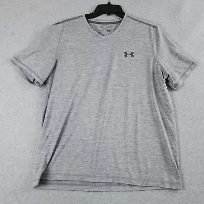 Under Armour Shirt Men's Size Large L Gray Short Sleeve V-Neck Loose Heatgear • $12.99