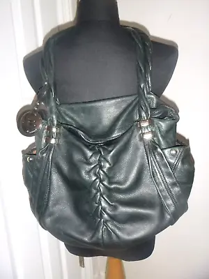 B. Makowsky Soft Leather W Braided Handles & Twist Front Flapover  Hobo Handbag • $29.99