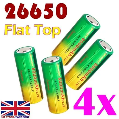 8-16Pcs SKYWOLFEYE 26650 Battery3.7V 8000mAh Rechargeable Battery USB Charger❤️ • £10.32