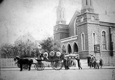 Coffin Being Carried To Horse-Drawn Hearse Outside Central Mission- Old Photo • $5.44