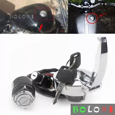 Ignition Switch Lock Key Chrome Gas Tank Cap For Honda Shadow Steed VLX 600 400  • $32.98