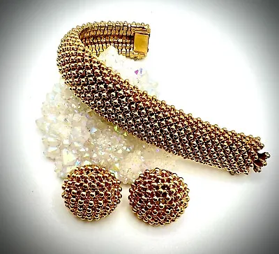 Vtg Ciner Caviar Bracelet & Earring Set Demi Parure • $175
